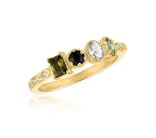 Layers Green Orbit Multi-Stone Gold Ring