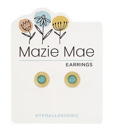 Mazie Mae Gold Braided Pacific Opal Stud Earrings