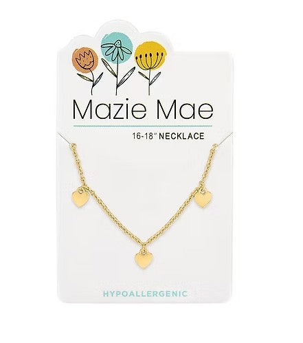 Mazie Mae Gold Multi Dangle Heart Necklace