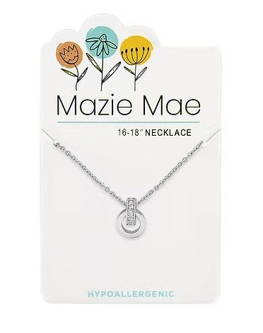 Mazie Mae Silver Interlocking Duo Drop Necklace