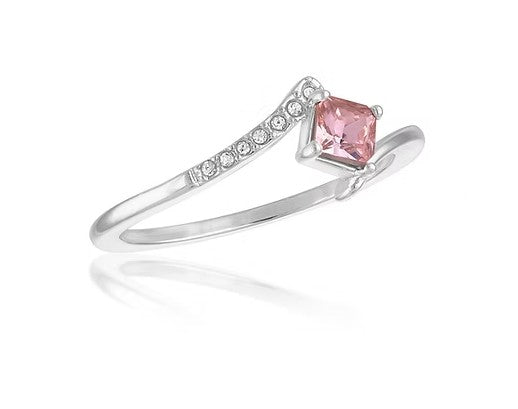 Stacks Light Rose Princess Cut Silver Rings