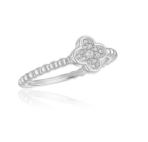 Stacks Cubic Zirconia Clover Silver Ring