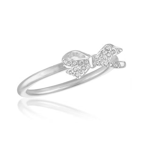 Stacks Cubic Zirconia Bow Silver Ring
