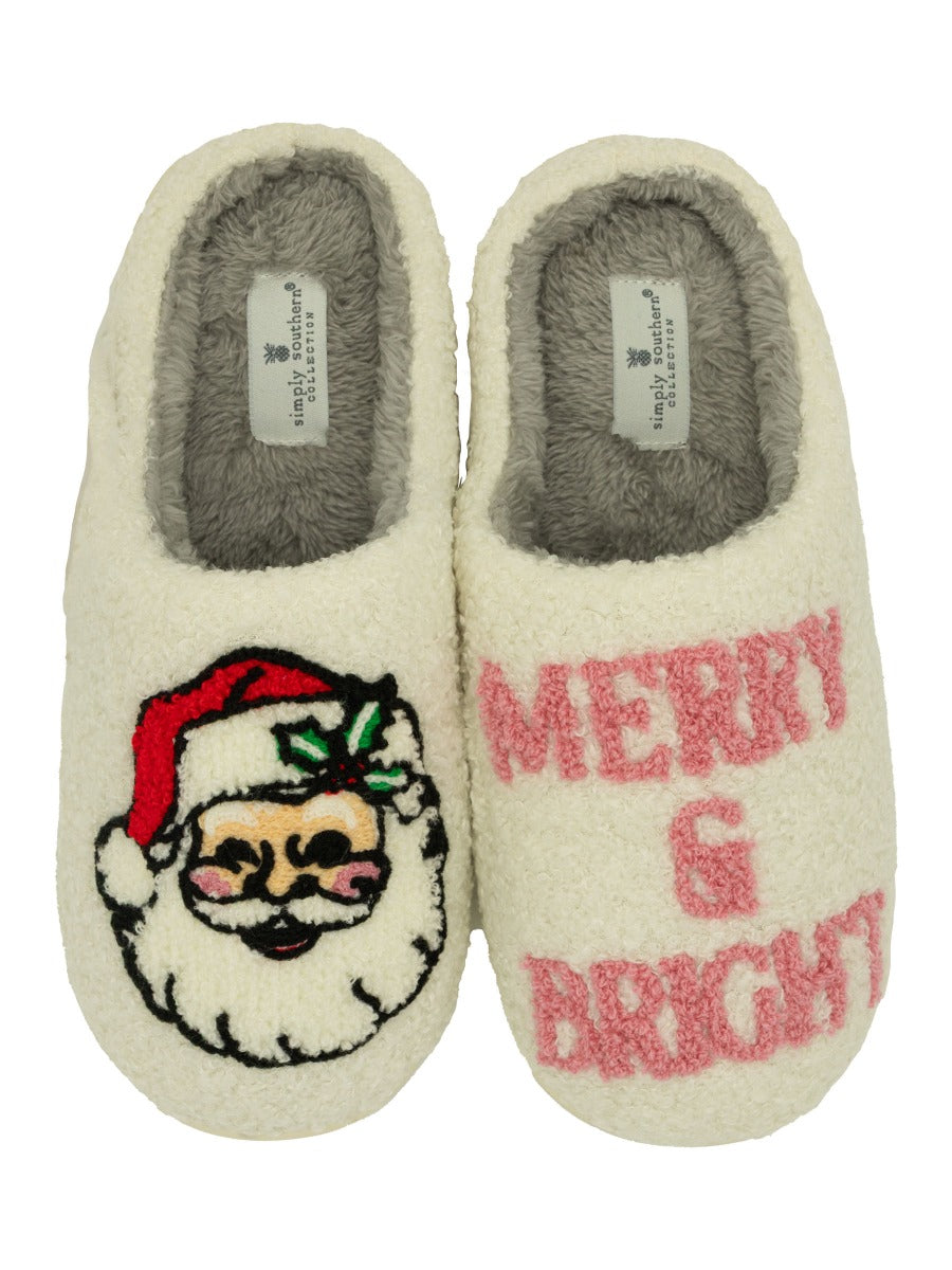 Simply Southern Fuzzy Holiday Slippers - Merry