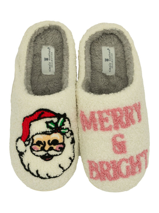 Simply Southern Fuzzy Holiday Slippers - Merry