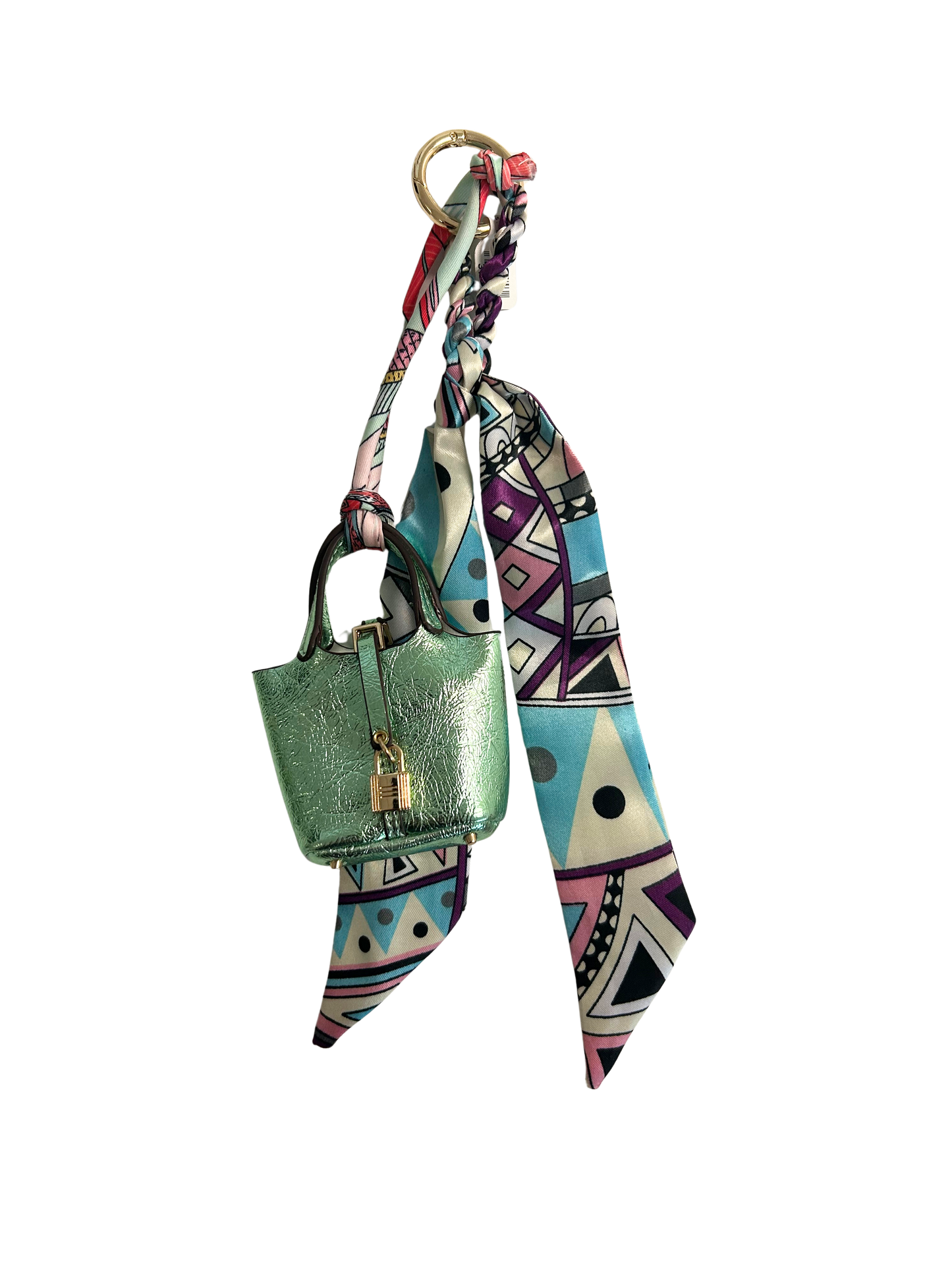 Mini Bag Charm with Multi Color Scarf