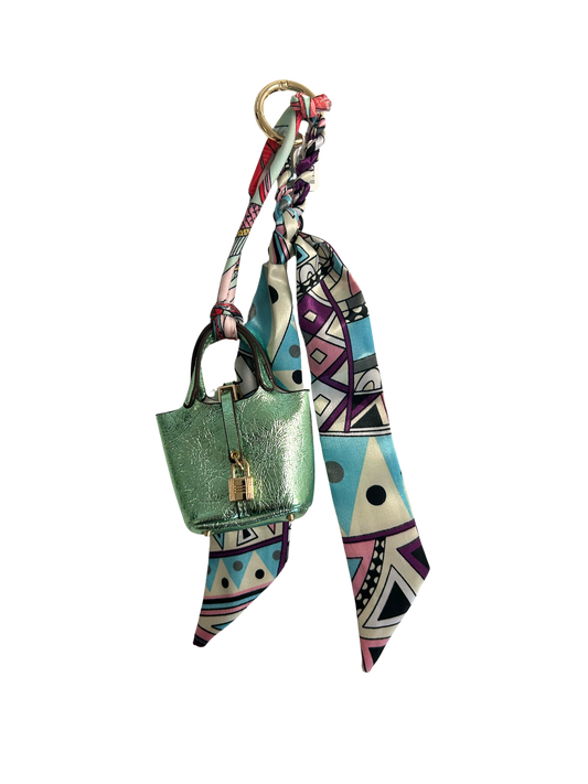 Mini Bag Charm with Multi Color Scarf