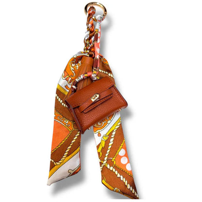 SMB7113BR Brown Bag Charm with Scarf