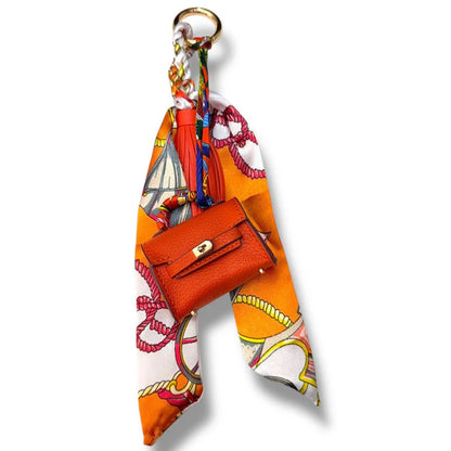 SMB7113BR Brown Bag Charm with Scarf