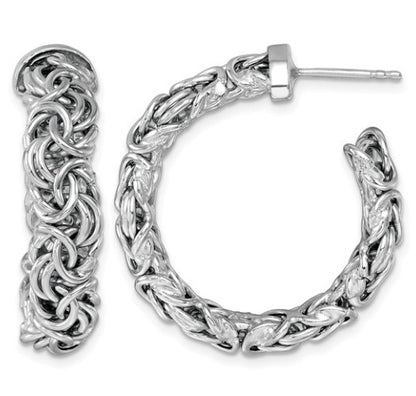 Herco Sterling Silver Polished 7.5mm Byzantine Post C-Hoop Earrings