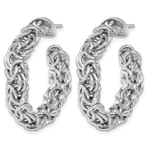 Herco Sterling Silver Polished 7.5mm Byzantine Post C-Hoop Earrings