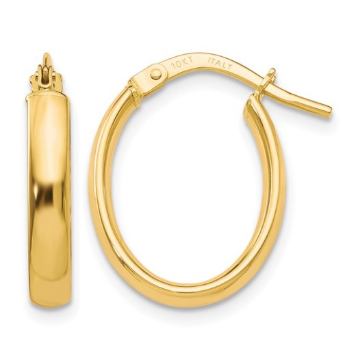 10K Yellow Gold 17mm x 27mm Hoop Earrings