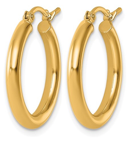 10K Yellow Gold 2.5mm Lightweight Tube Hoop Earrings