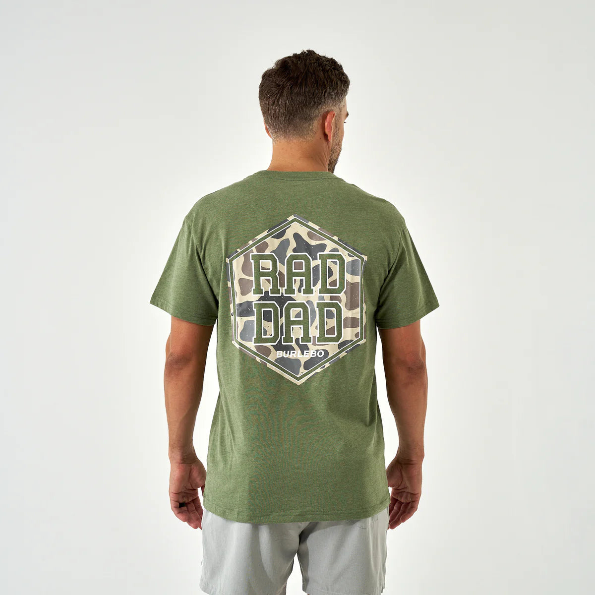 Burlebo Short Sleeve Tee - Rad Dad Deer Camo - Heather Olive