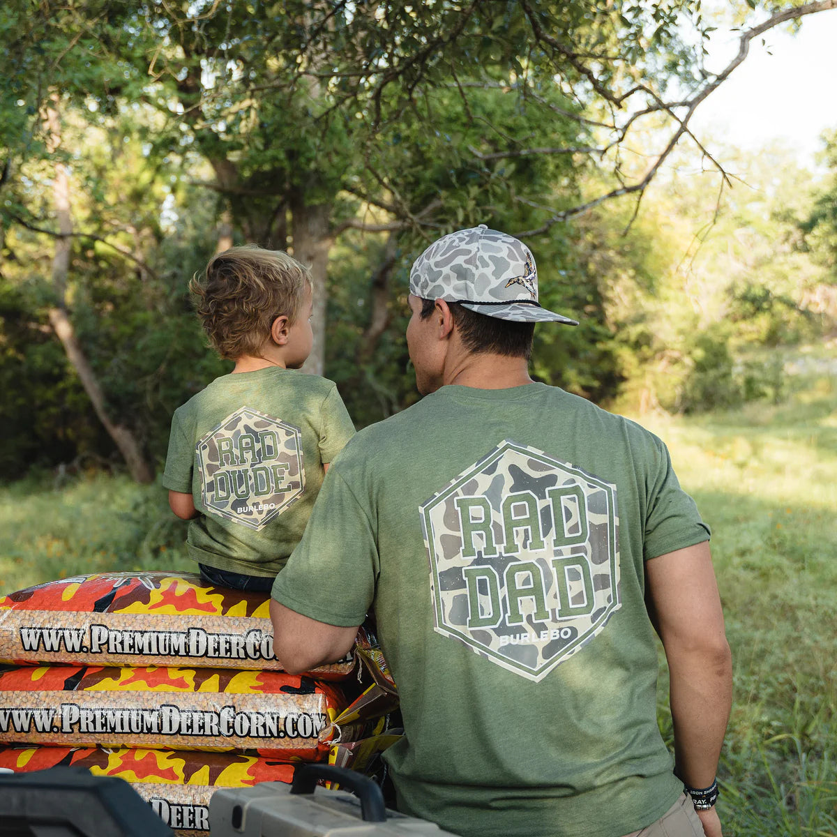 Burlebo Short Sleeve Tee - Rad Dad Deer Camo - Heather Olive