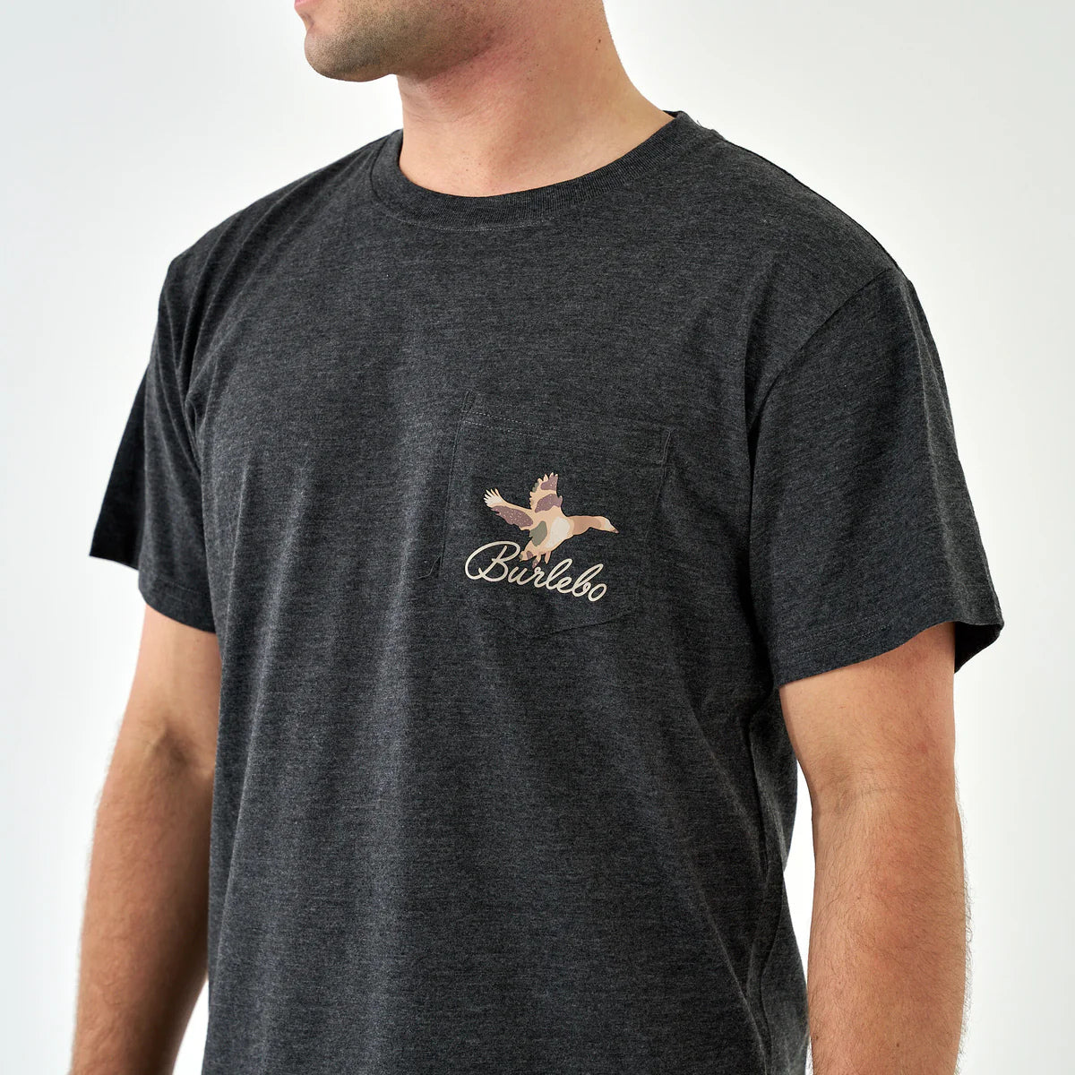 Burlebo Short Sleeve Tee - Ducks Flying In - Heather Black