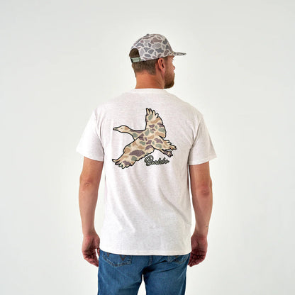 Burlebo Short Sleeve Tee - Flying Pintail Camo Duck - Oatmeal