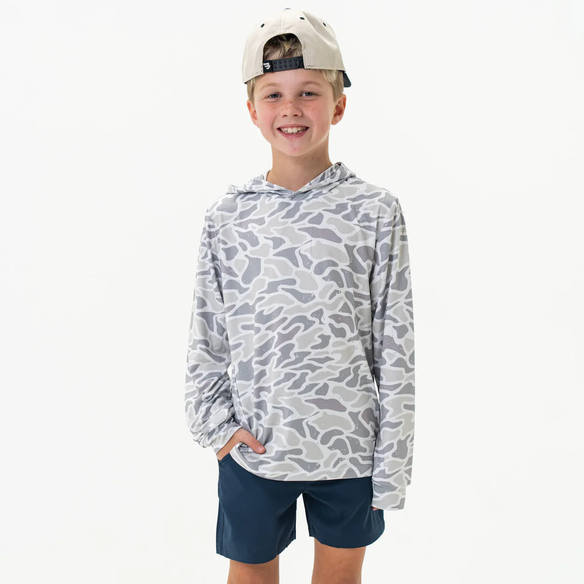 Youth Burlebo Performance Hoodie - White Camo