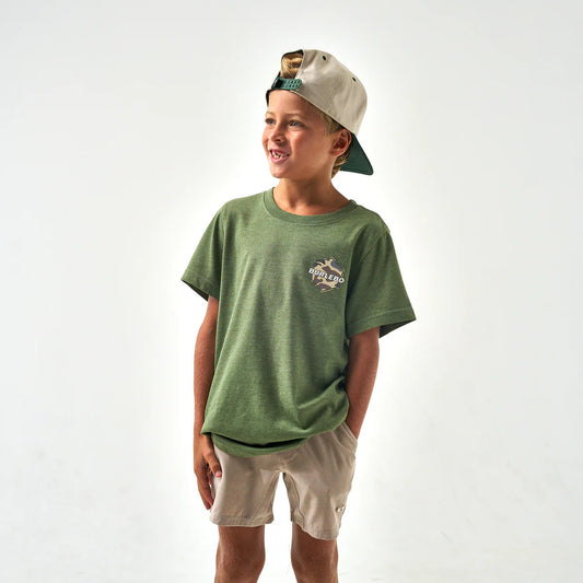 Youth Burlebo Tee - Rad Dude Deer Camo - Heather Olive