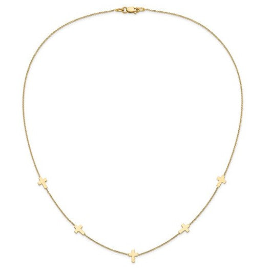 14K Yellow Gold Polished Multi Cross Necklace