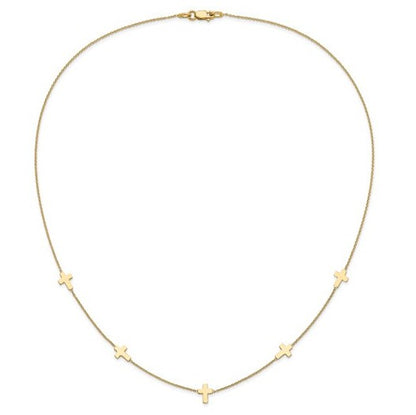 14K Yellow Gold Polished Multi Cross Necklace