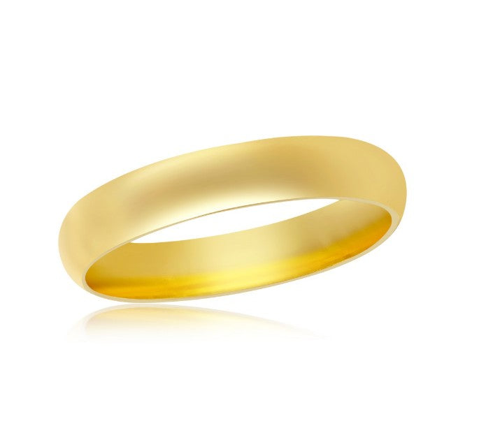 Sterling Silver Gold Plated 4mm Band Ring