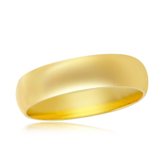 Sterling Silver Gold Plated 6mm Band Ring