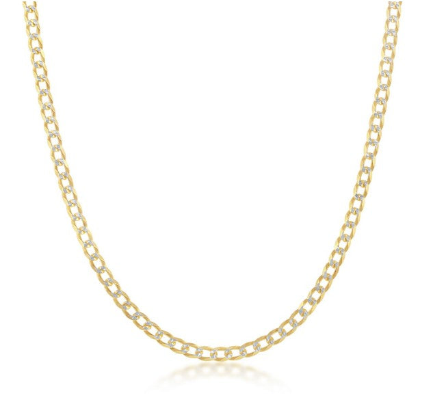 Sterling Silver Gold Plated 3mm Pave Cuban Chain - 20"