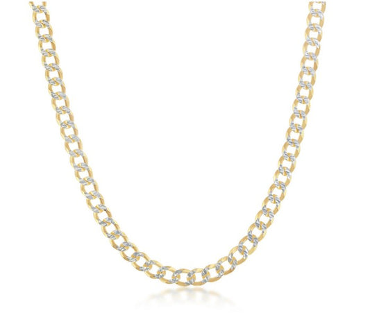 Sterling Silver Gold Plated 4.2mm Pave Cuban Chain - 22"