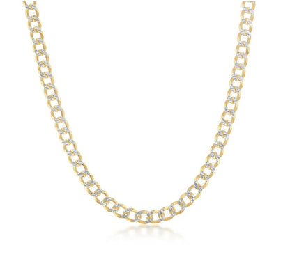 Sterling Silver Gold Plated 4.2mm Pave Cuban Chain - 24"