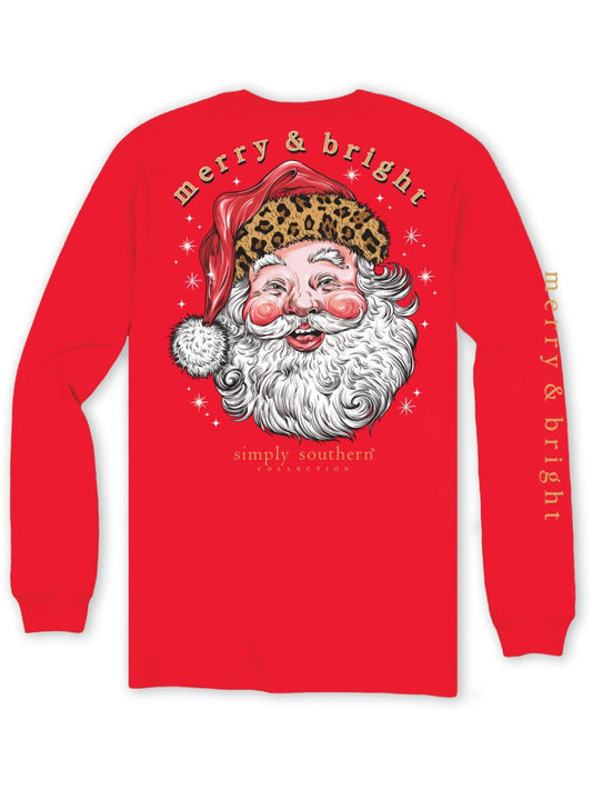 Simply Southern Leopard Santa Long Sleeve T-Shirt