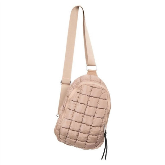 KDC-SBG-18-TAN Katydid Tan Quilted Sling Bag