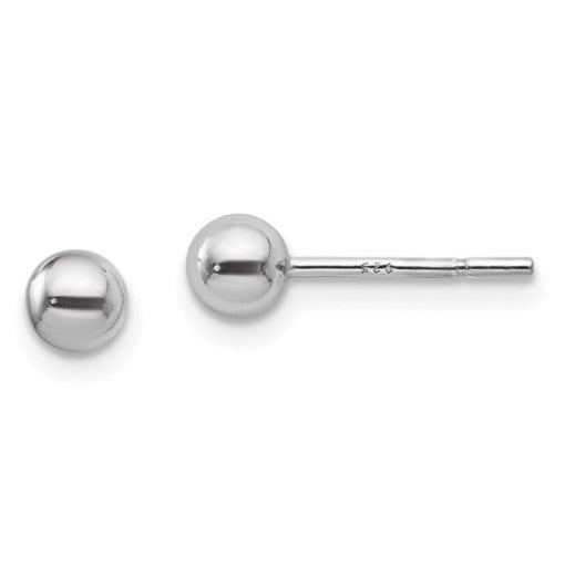 Sterling Silver Rhodium Plated 4mm Ball Post Earrings