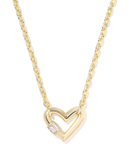 Kendra Scott Emery Heart Short Necklace in Gold White Cubic Zirconia
