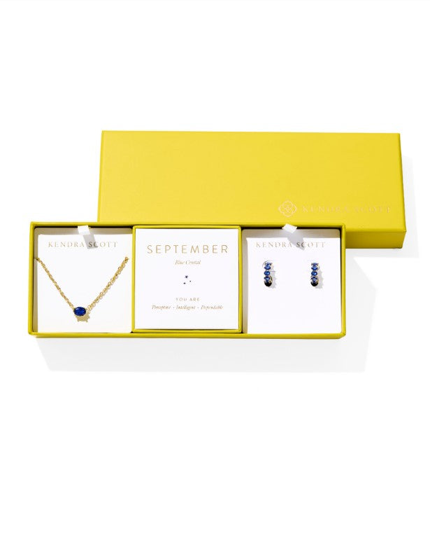 9608889095 Kendra Scott Cailin Birthstone Gift Set in Gold Blue Crystal