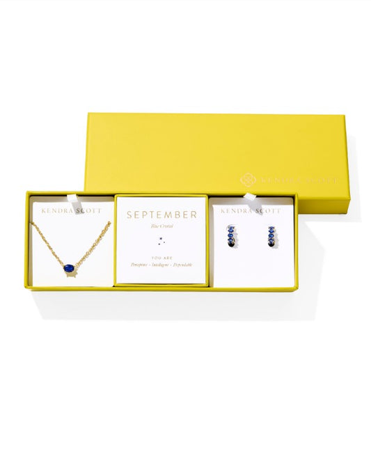 9608889095 Kendra Scott Cailin Birthstone Gift Set in Gold Blue Crystal