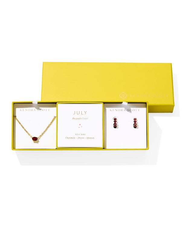 Kendra Scott Cailin Birthstone Necklace Set in Gold Burgundy Crystal