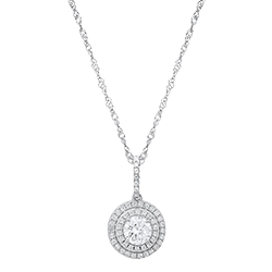 Sterling Silver Cubic Zirconia Double Halo Necklace