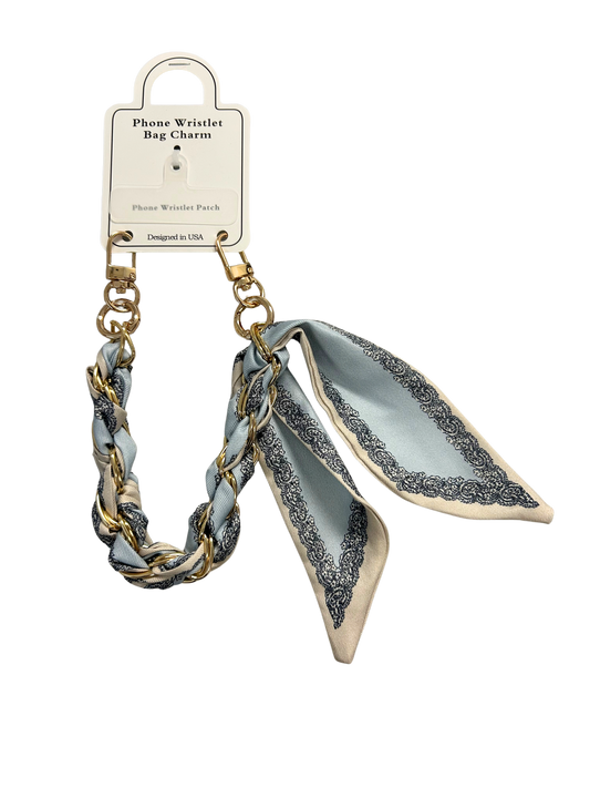 PH7129G Light Blue & Cream Phone Wristlet Bag Charm