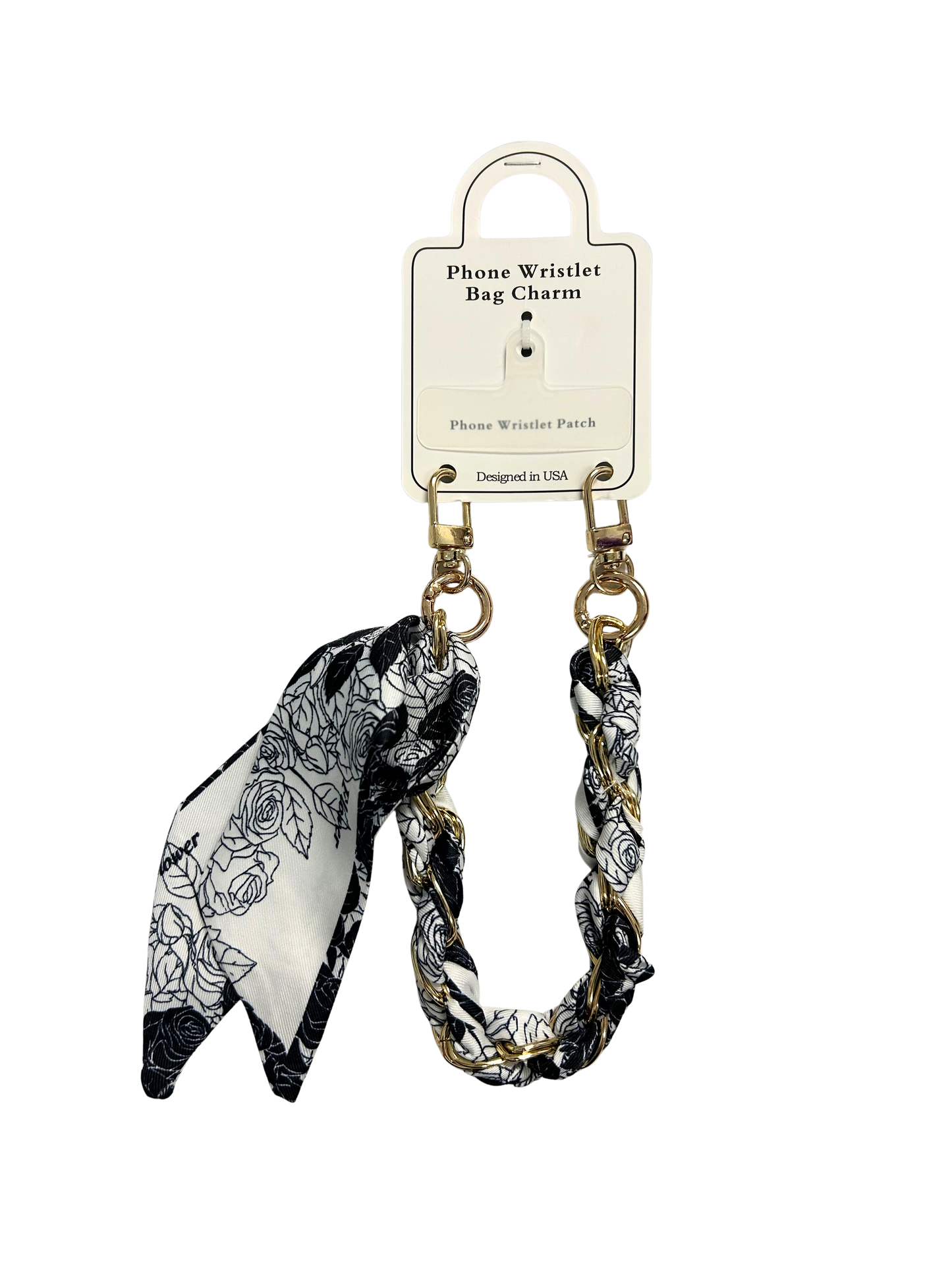 PH7129D Navy & White Flower Phone Wristlet Bag Charm