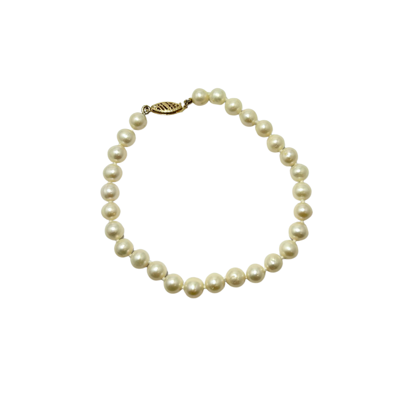 XPRF-6-8 14K Yellow Gold 6MM Freshwater Pearl Bracelet - 8"