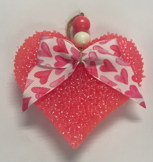 Beaded Heart Freshie Neon Pink - Pink Sugar