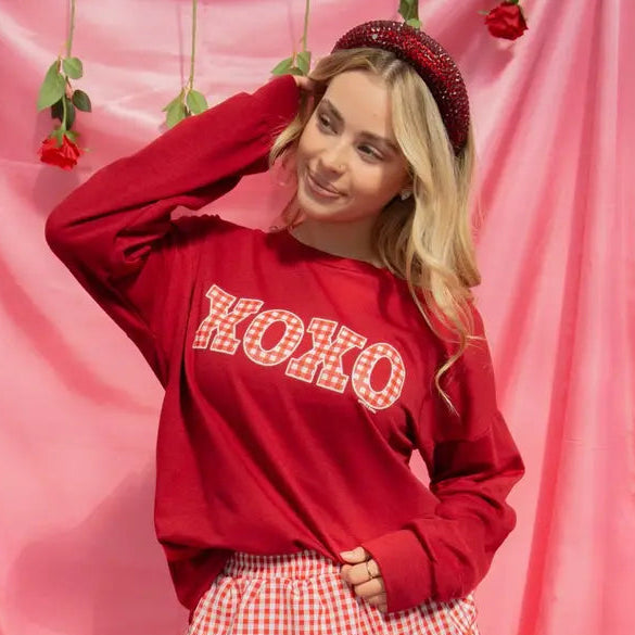8004B-MR-XOXO Grace & Emma XOXO Maroon Sweatshirt 0