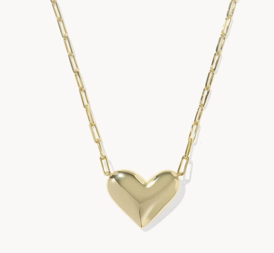 9608890593 Kendra Scott Ari Heart Statement Gold Necklace in Ivory Mother Of Pearl