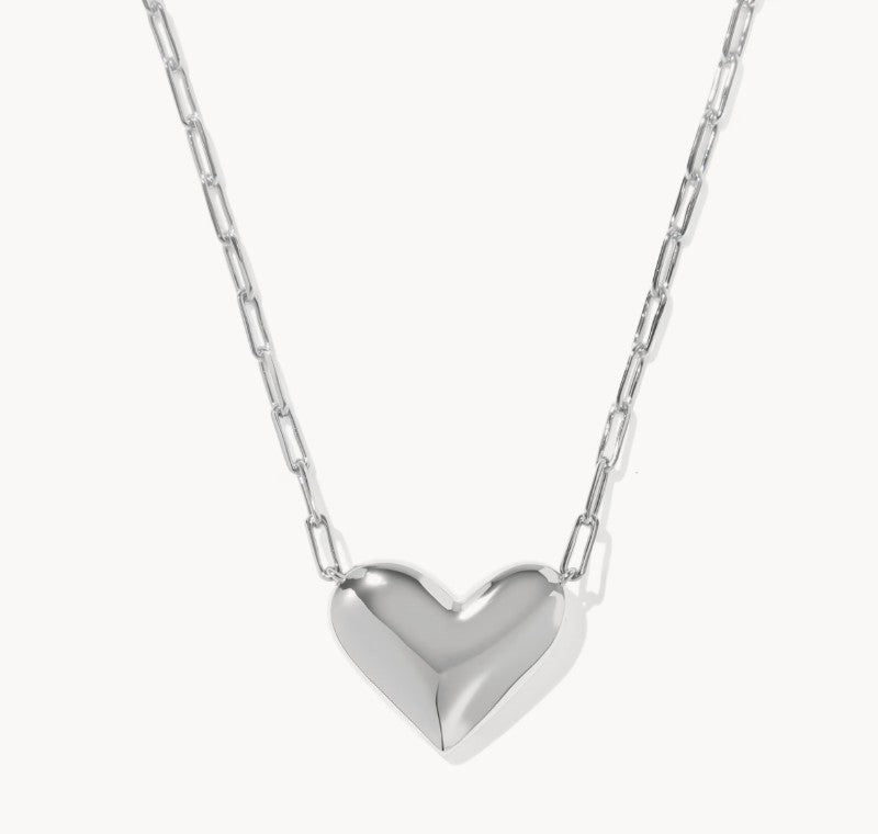 9608890594 Kendra Scott Ari Heart Statement Necklace in Silver Ivory Mother Of Pearl