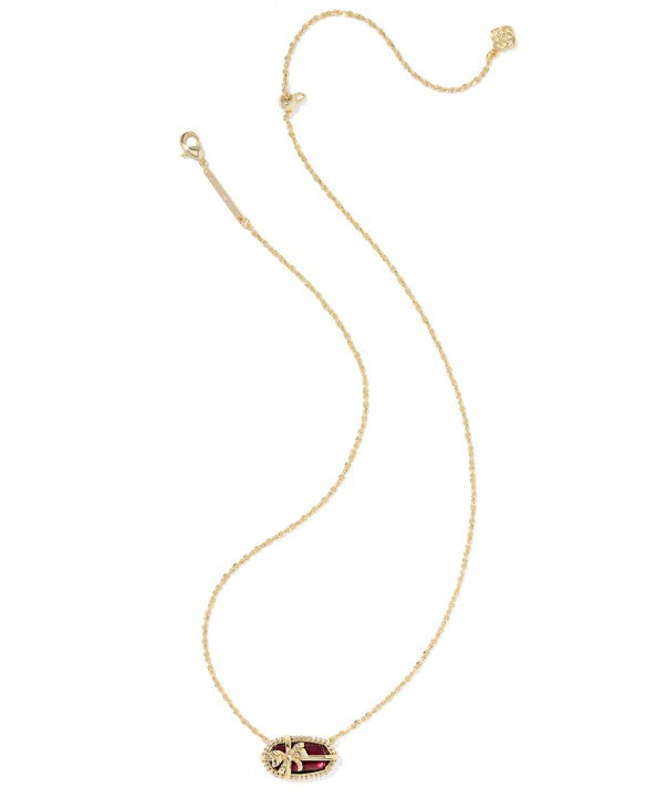 Kendra Scott Elisa Bow Pendant Necklace in Gold Dark Burgundy Illusion