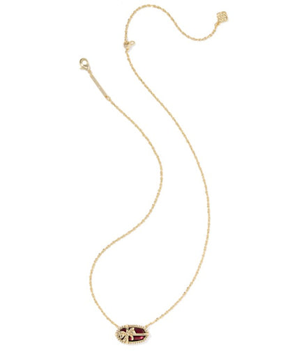 Kendra Scott Elisa Bow Pendant Necklace in Gold Dark Burgundy Illusion
