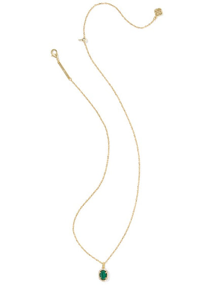 Kendra Scott Daphne Crystal Frame Short Pendant Necklace in Gold Green Malachite