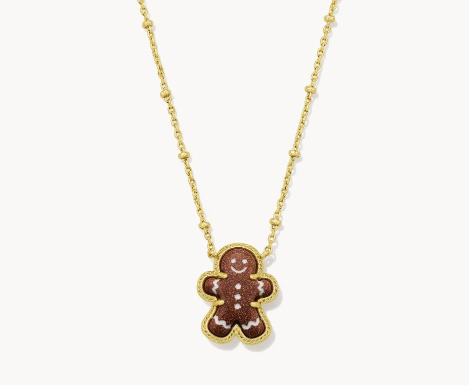 Kendra Scott Gingerbread Short Pendant Necklace in Gold Brownstone