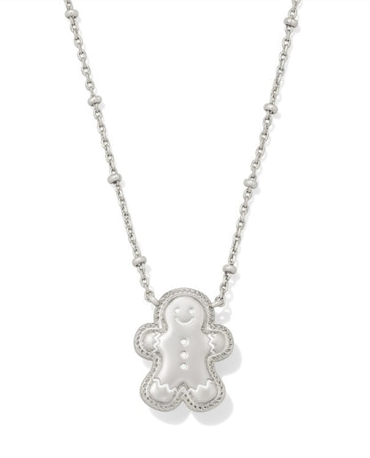 9608890238 Kendra Scott Gingerbread Necklace in Silver Brown Goldstone